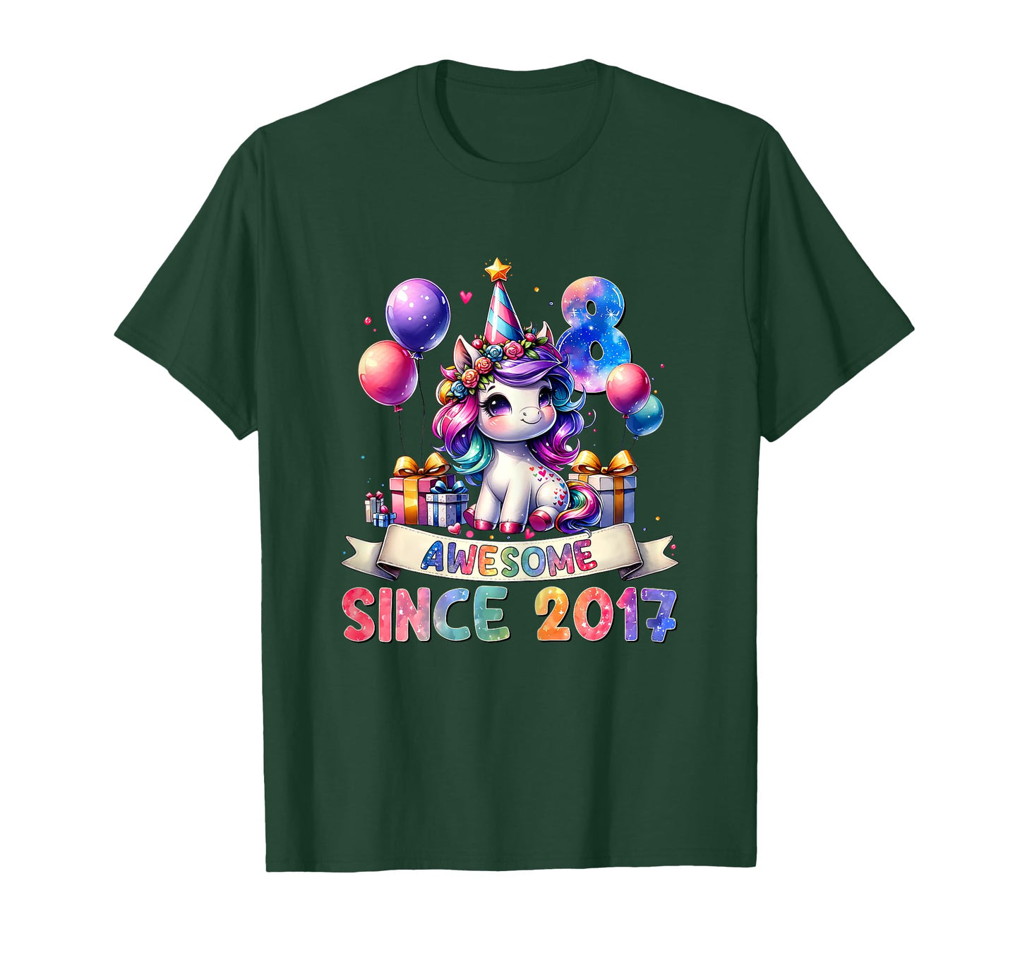 8 Year Old Unicorn Gifts For Girls 8th Birthday Girl Party T-Shirt