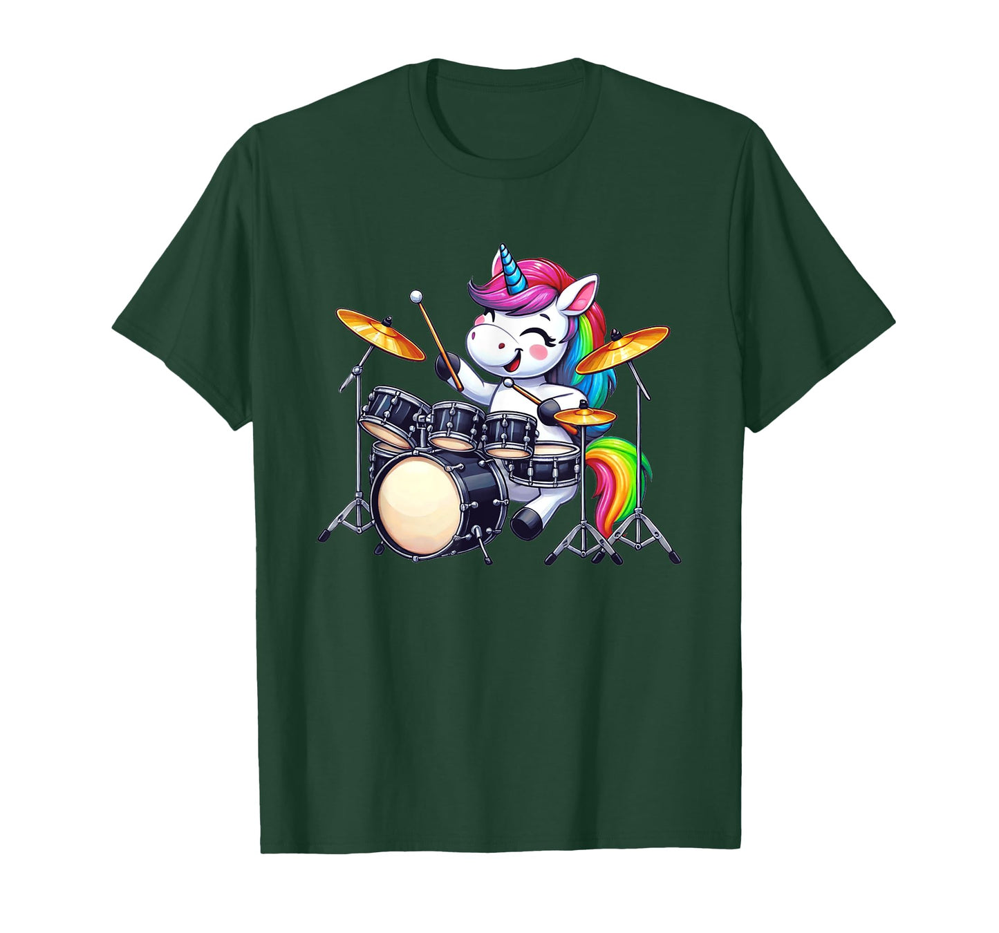 Unicorn Drummer Girls Women Drums Unicorn Drumming T-Shirt