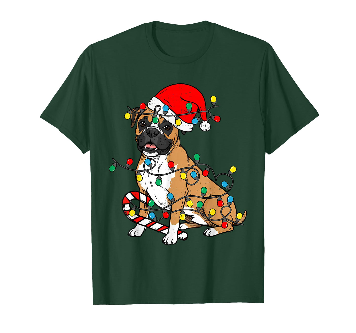 Boxer Dog Christmas Lights Pajama Santa Xmas Pet Dog Lover T-Shirt