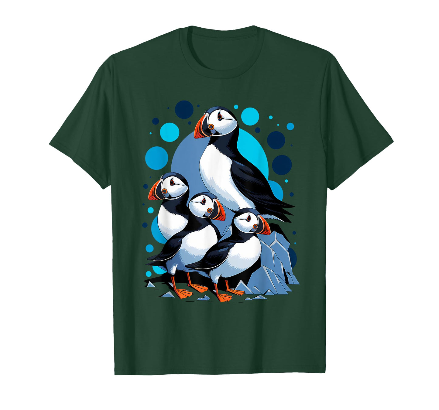 Funny Puffin Birds on Rocks Art T-Shirt