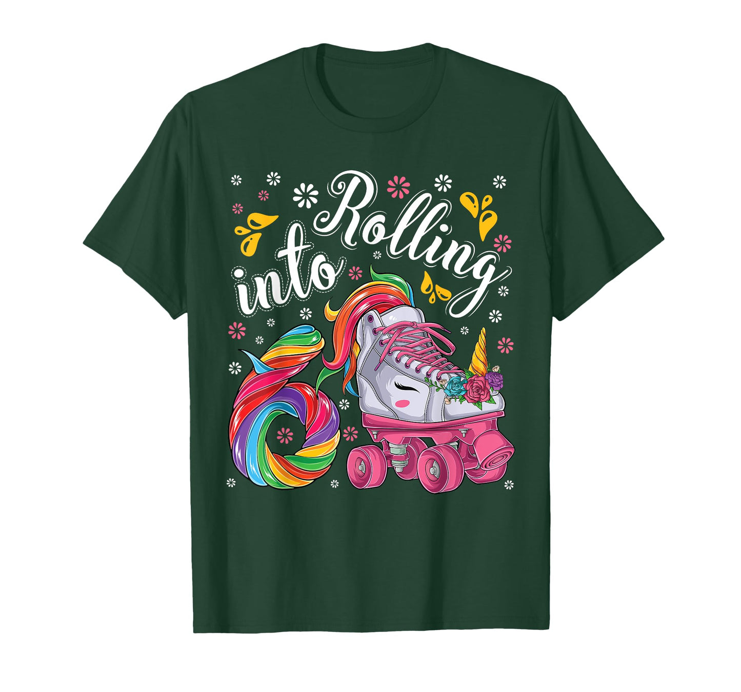 Roller Girl 6 year old Unicorn Rolling skate 6th birthday T-Shirt