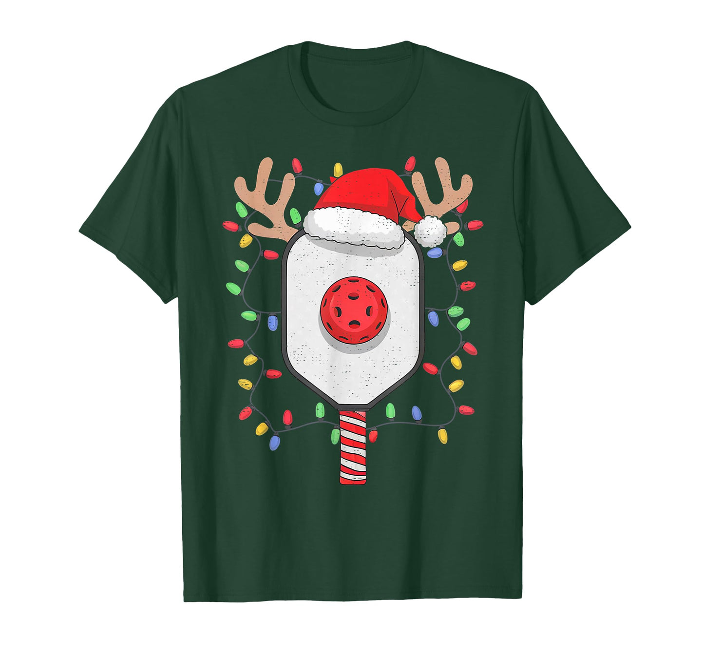 Pickleball Player Christmas Holiday Reindeer Xmas Men Women T-Shirt