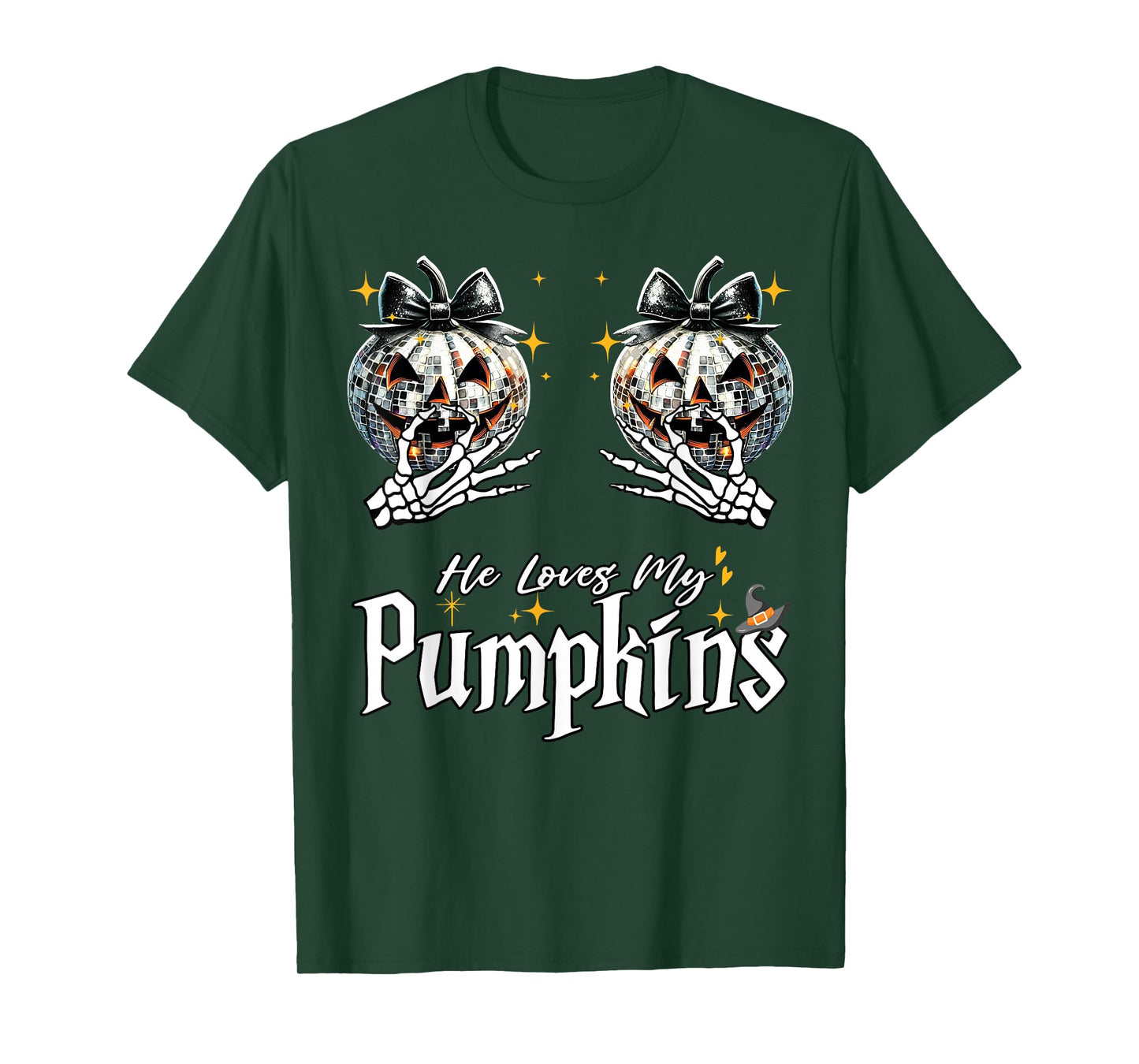 He Loves My Pumpkins I Love His Broomstick Couples Skeleton T-Shirt