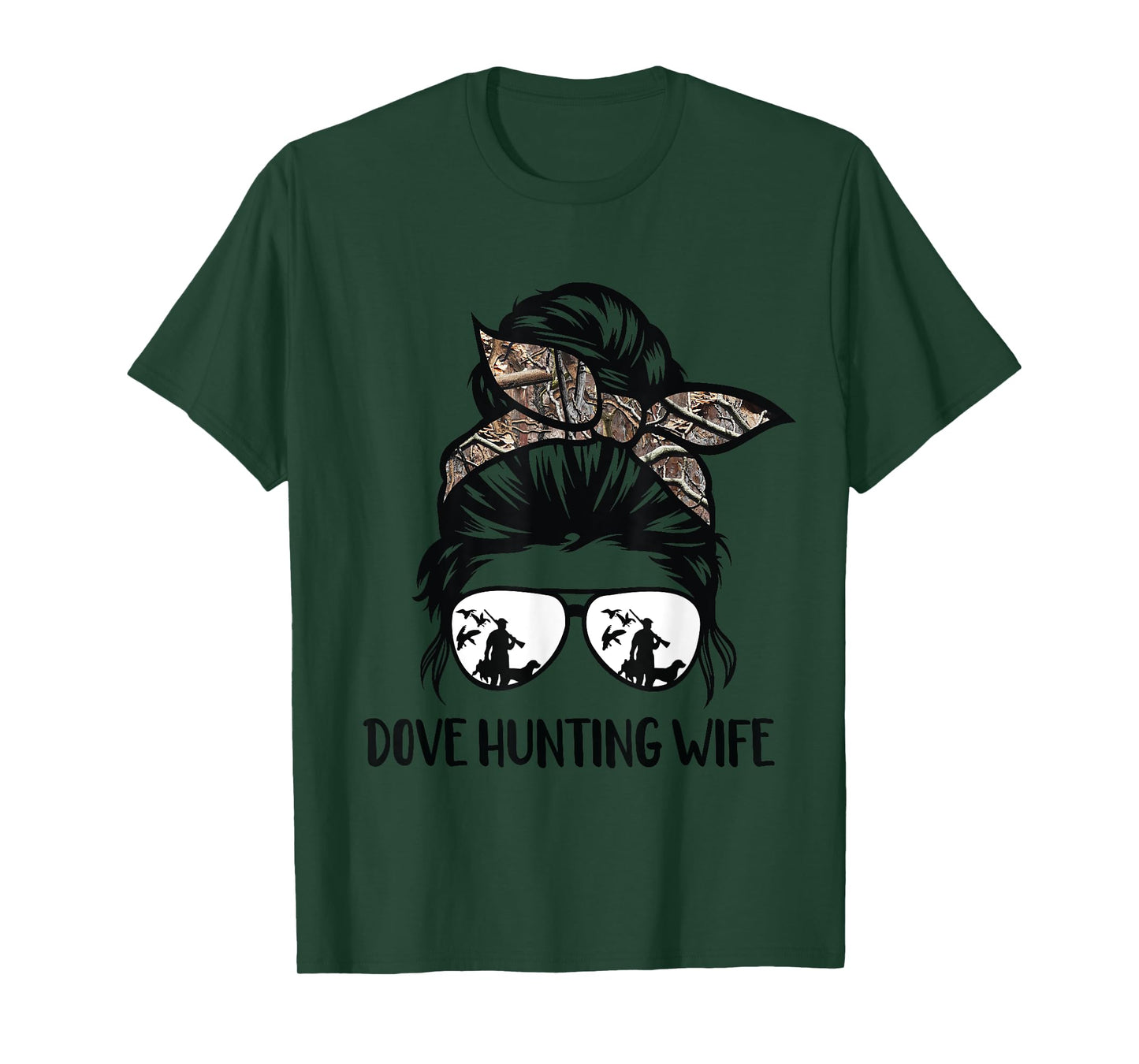 dove hunting wife messy bun Funny Dove Hunter woman mom T-Shirt
