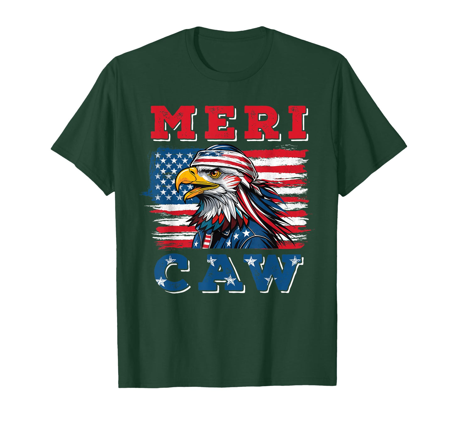 Eagle Meri - Caw 4th of July American Flag USA T-Shirt