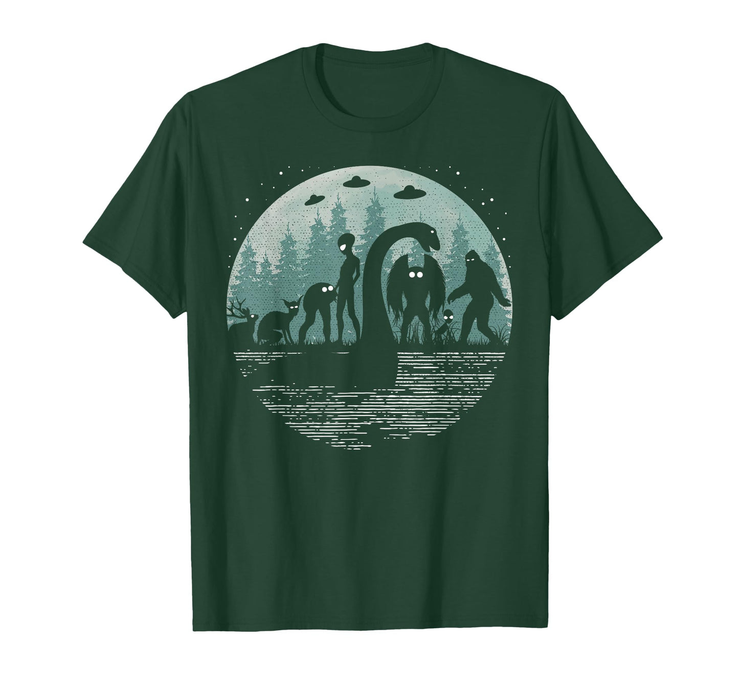 Bigfoot Loch Ness Monster With Mothman Aliens! Funny Cryptid T-Shirt