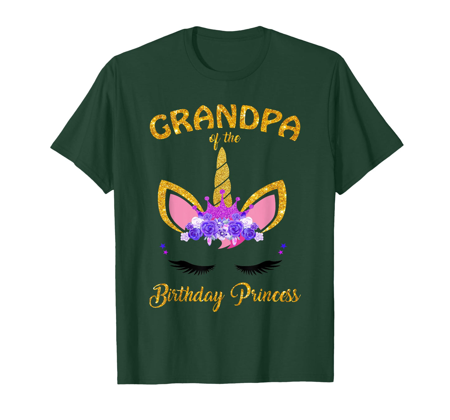 Grandpa Of The Unicorn Girl Birthday Princess Grandfather T-Shirt