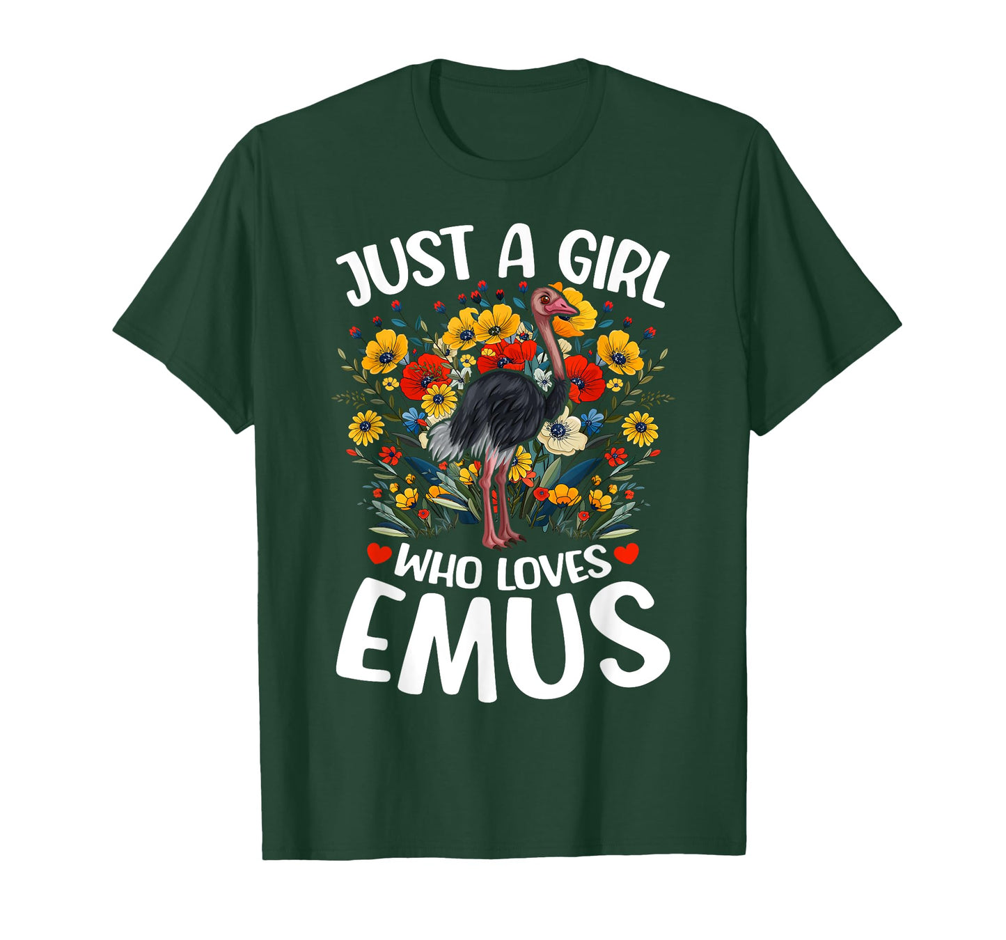 Just A Girl Who Loves Emus Aesthetic Flower Emu Bird T-Shirt