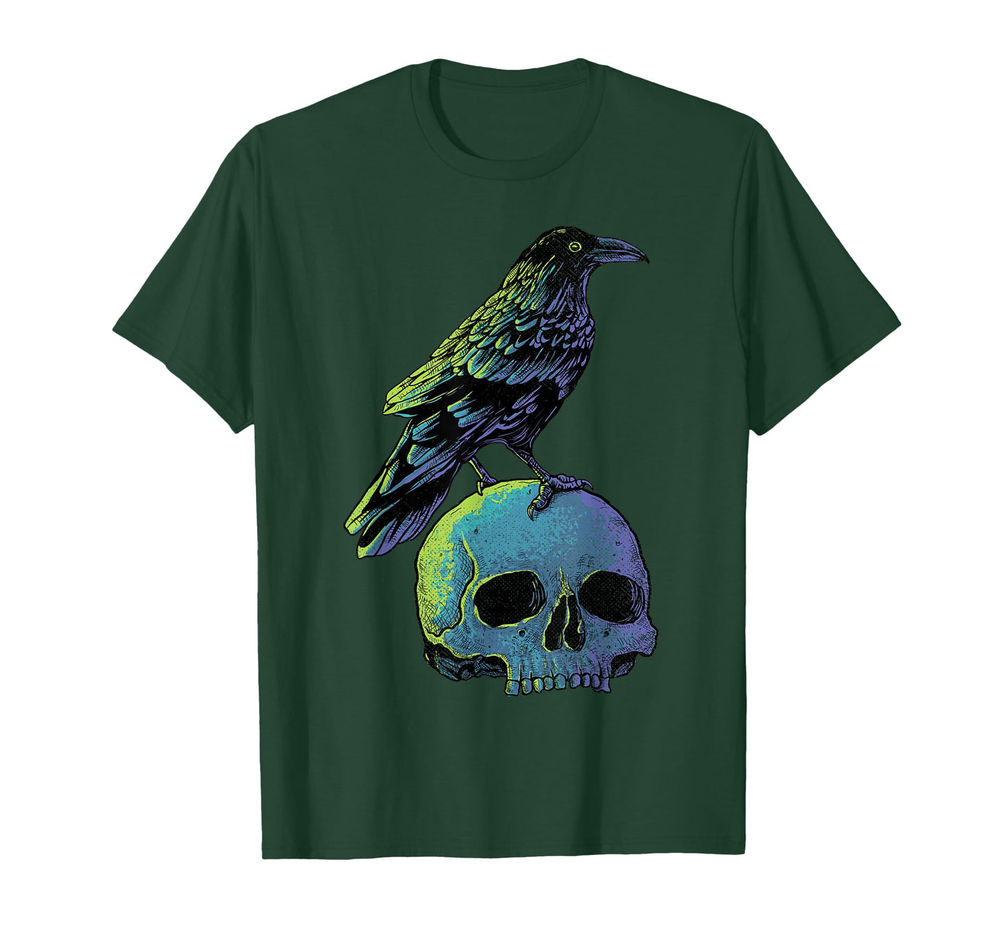 Vintage Crow Skull Spooky Raven Gothic Halloween Apparel T-Shirt