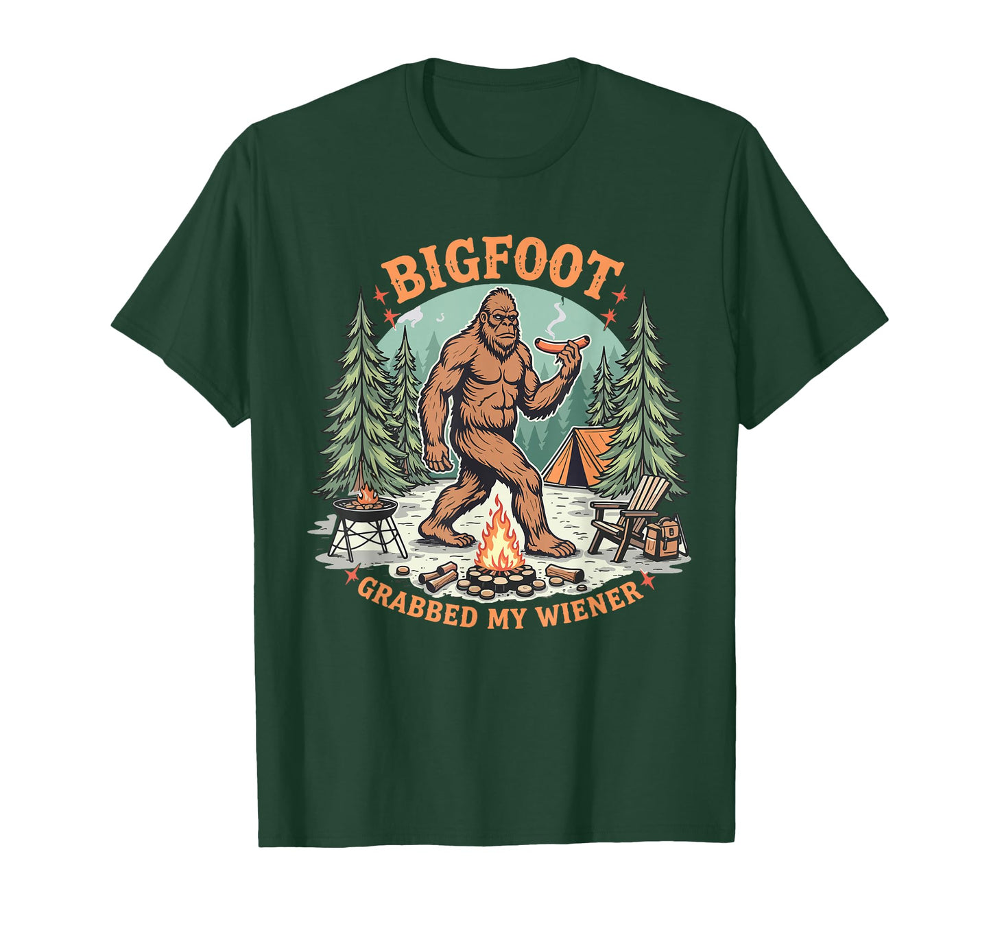 Funny Bigfoot Meme Sasquatch Men Bigfoot Grabbed My Wiener T-Shirt