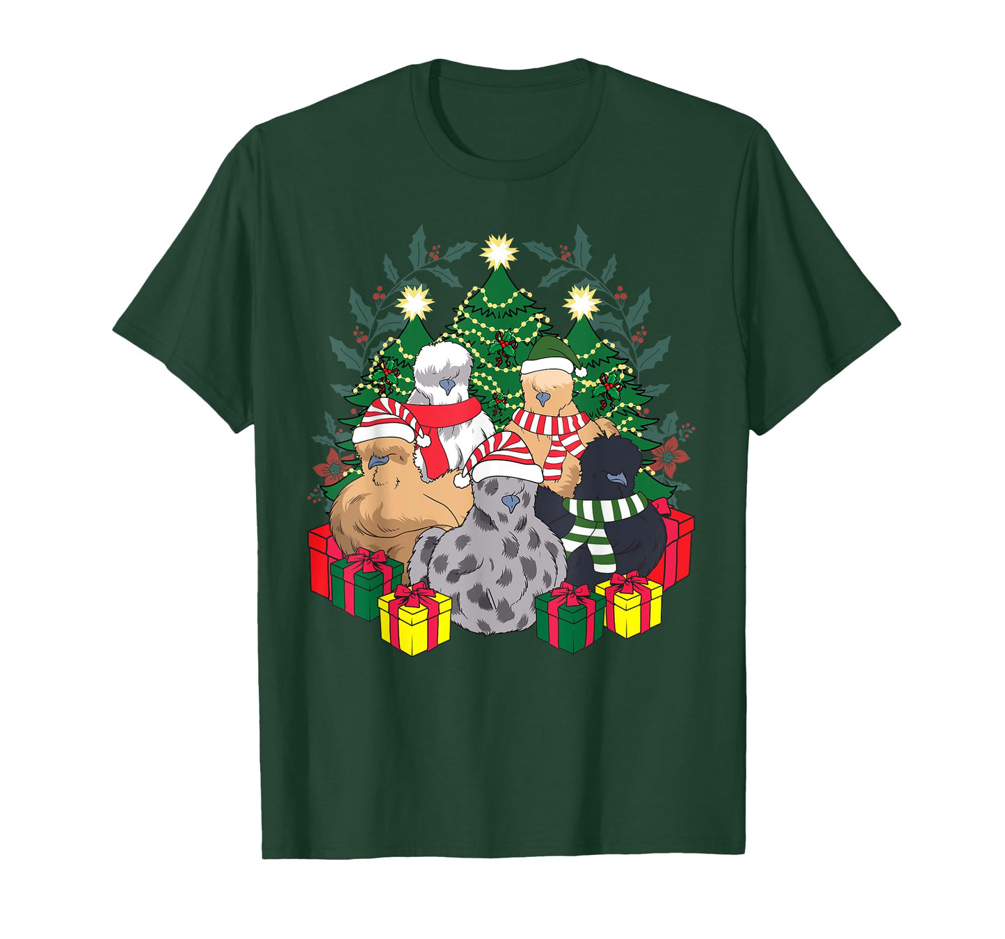 Poultry Farmer Funny Silky Silkie Chicken Lover Co Silkie Silky Chickens Christmas Xmas Cute Graphic Men's Black Cotton Blend T-Shirt