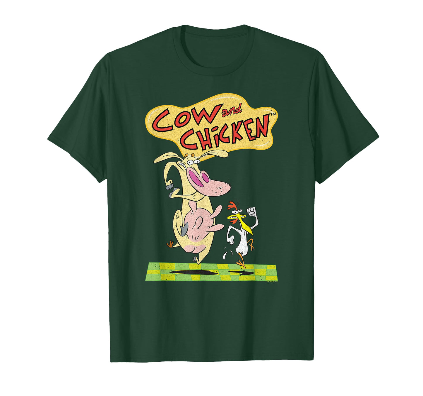 Cow and Chicken Vintage Running Characters Cartoon T-Shirt