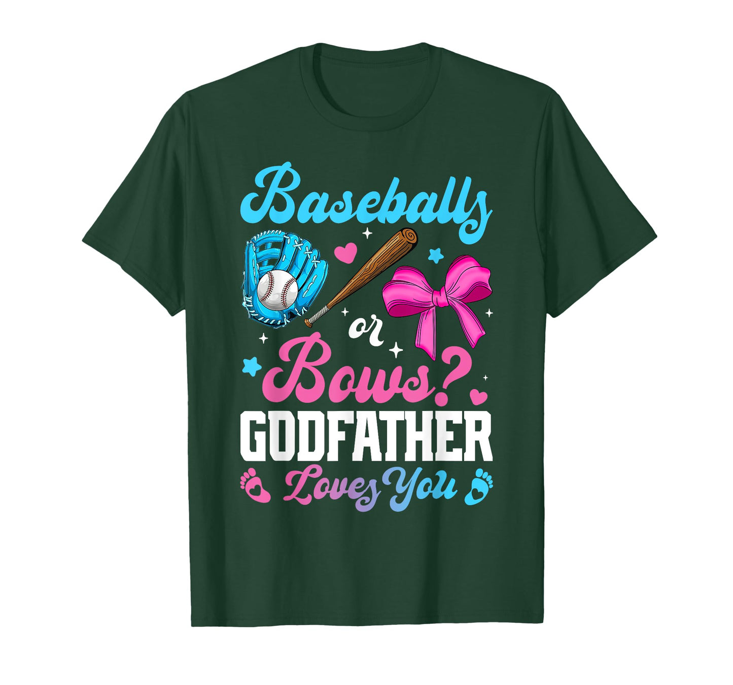 Baseball Or Bows Godfather Loves You Funny Gender Reveal T-Shirt