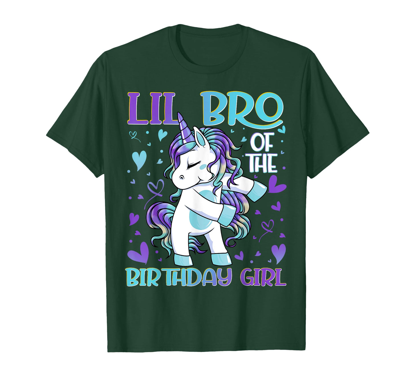 Lil Bro of the Birthday Girl Flossing Unicorn Little Brother T-Shirt