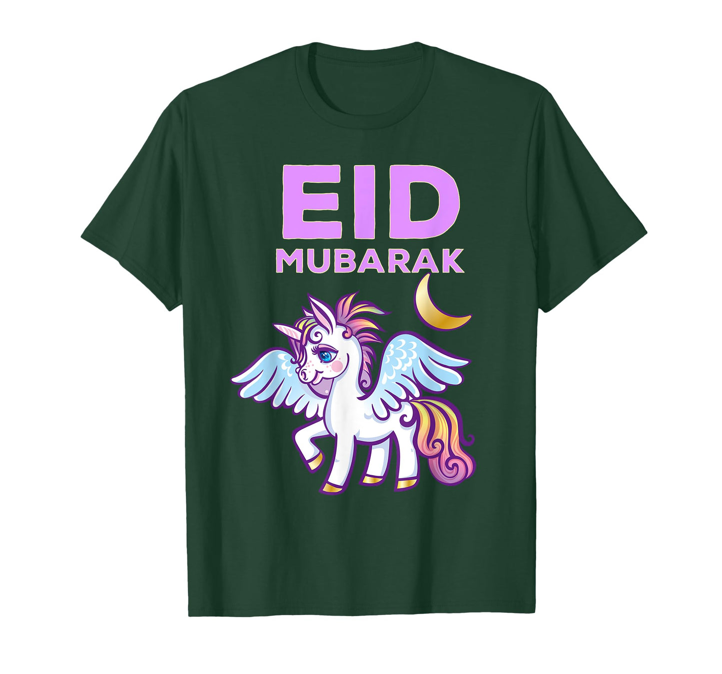 Eid Mubarak Gift for Kids Girls Eid Mubarak Unicorn T-Shirt