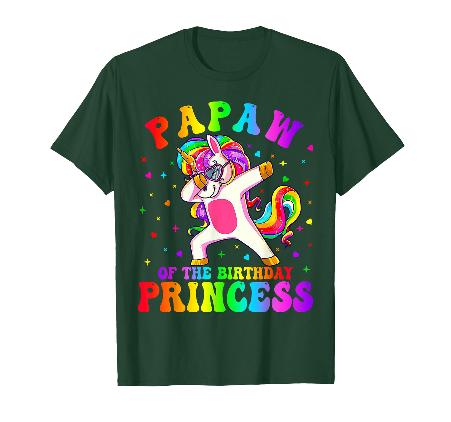 Papaw of the Birthday Princess Girl Dabbing Unicorn Funny T-Shirt