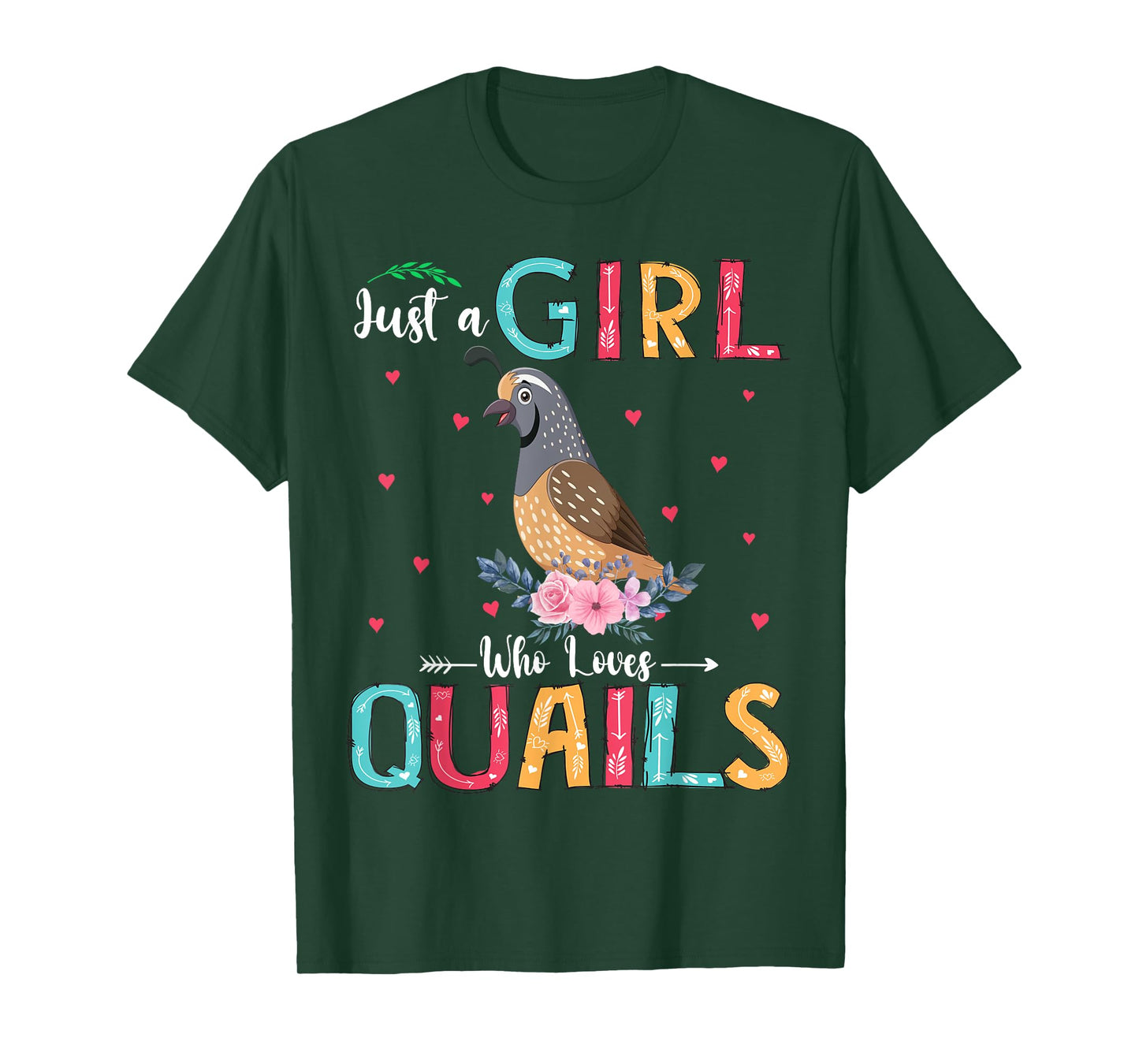 Just A Girl Who Loves Quails Funny Floral Flower Quail Bird T-Shirt
