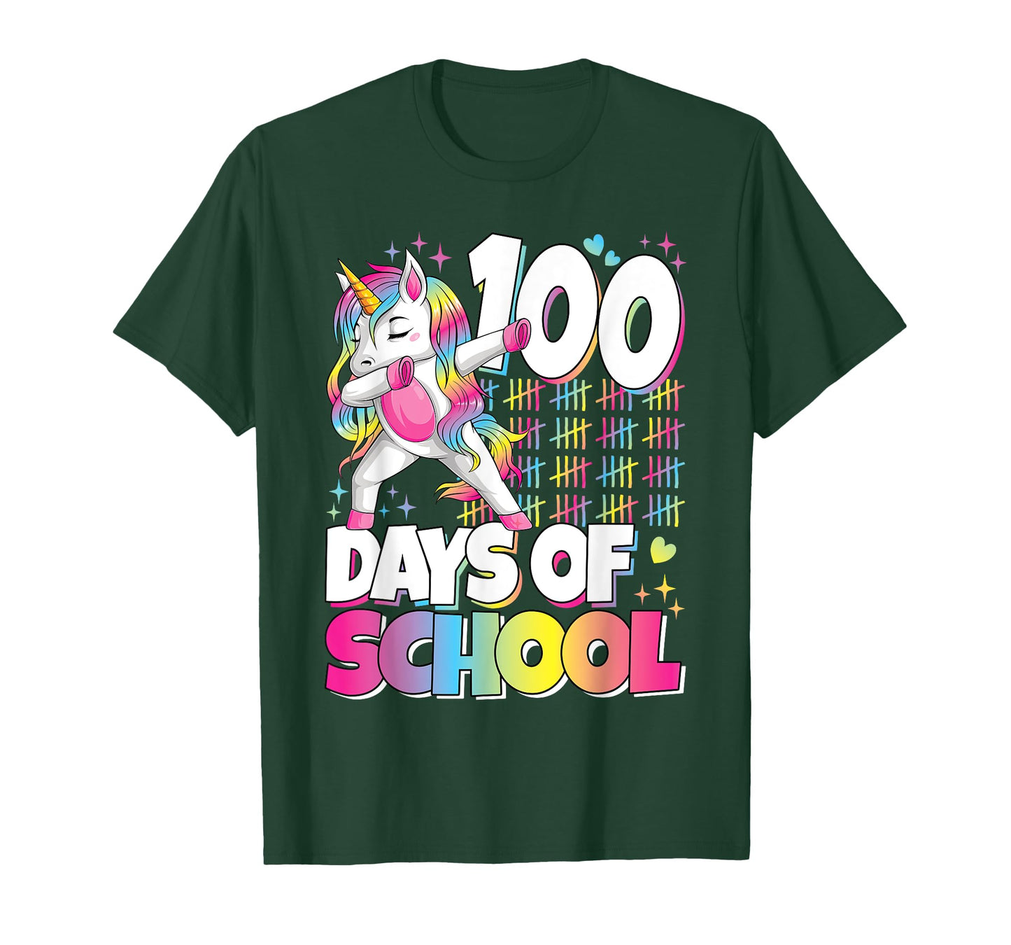 Cute 100 Days Of School Unicorn 100th Day Of School Girls T-Shirt