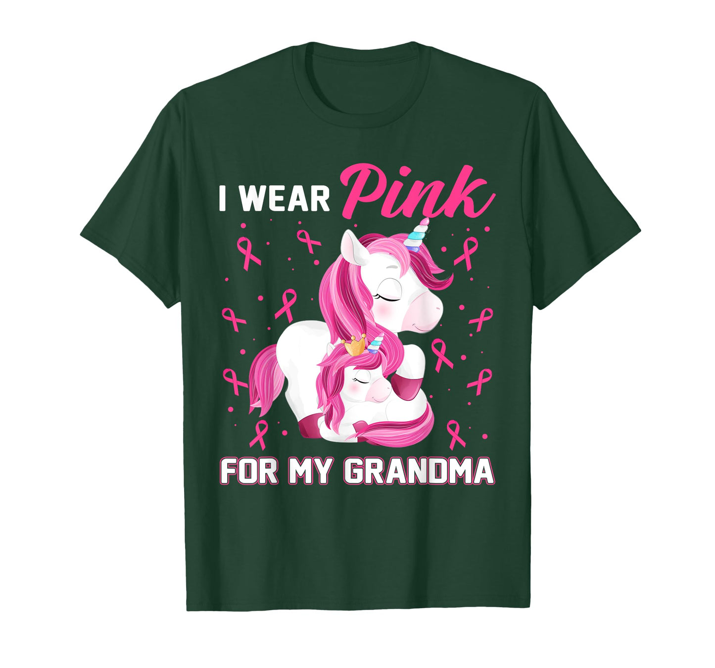 I Wear Pink For My Grandma Breast Cancer Awareness Unicorn T-Shirt
