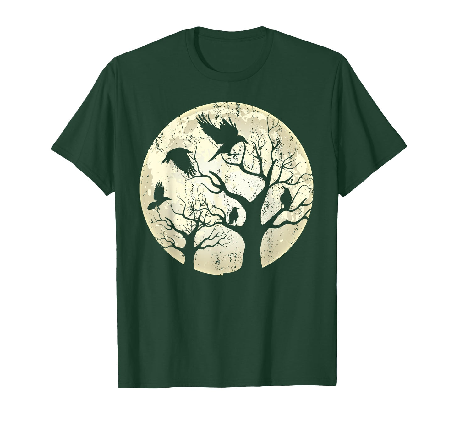 Gothic Animal Forest Bird Raven Creepy Night Moonlight Crow T-Shirt