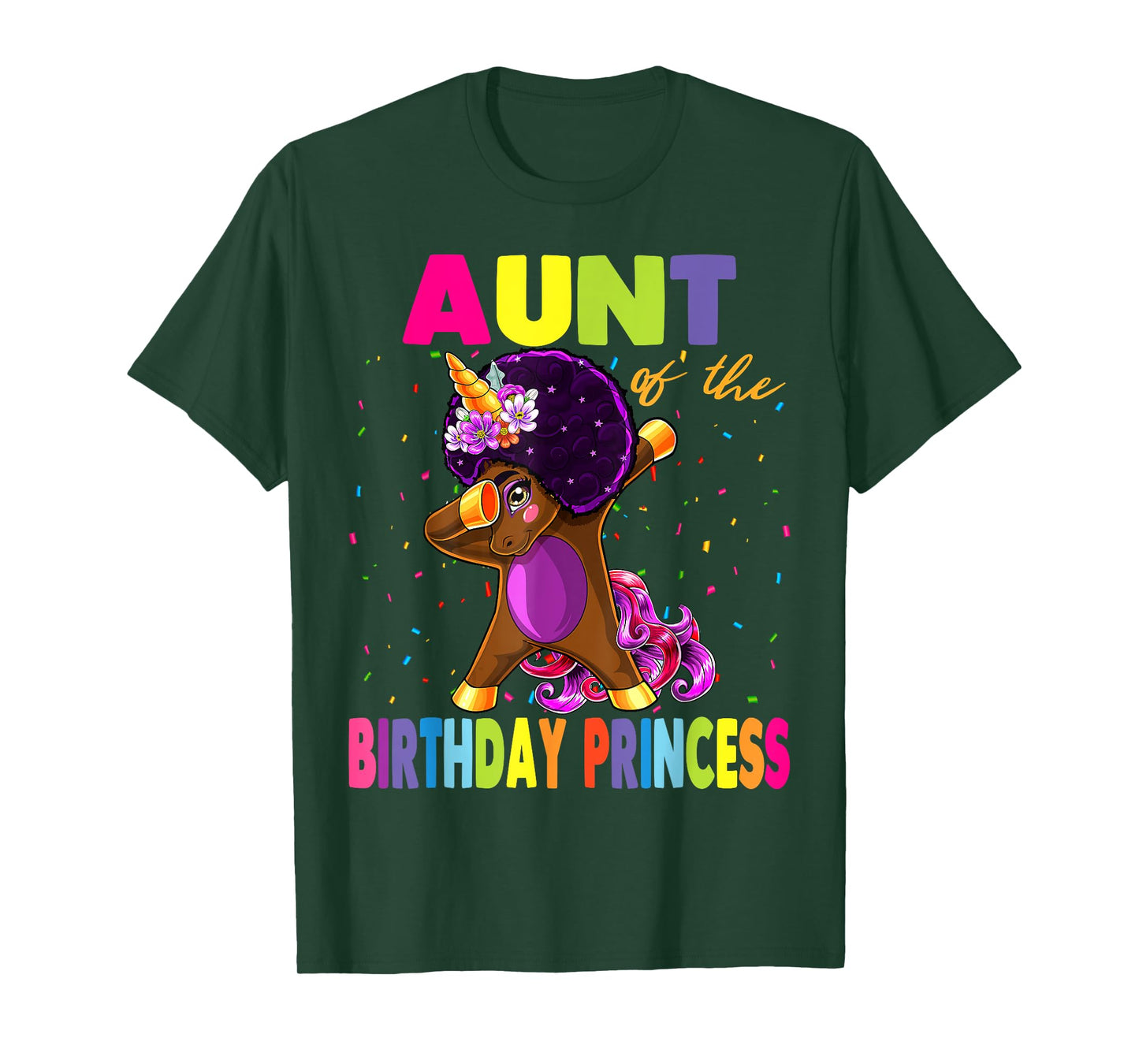 Dabbing Unicorn Afro Aunt of the Birthday Princess T-Shirt