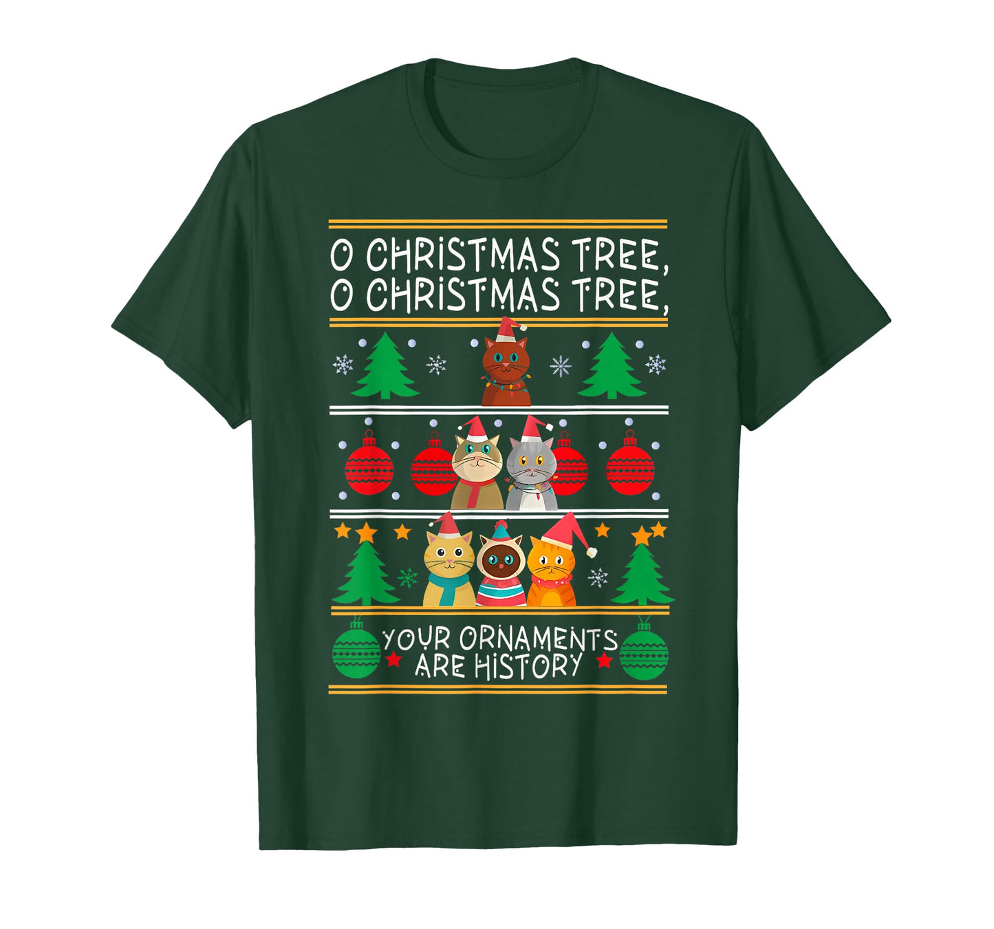 Merry Catmas Funny O Christmas Tree, Cat Xmas Meow Christmas T-Shirt