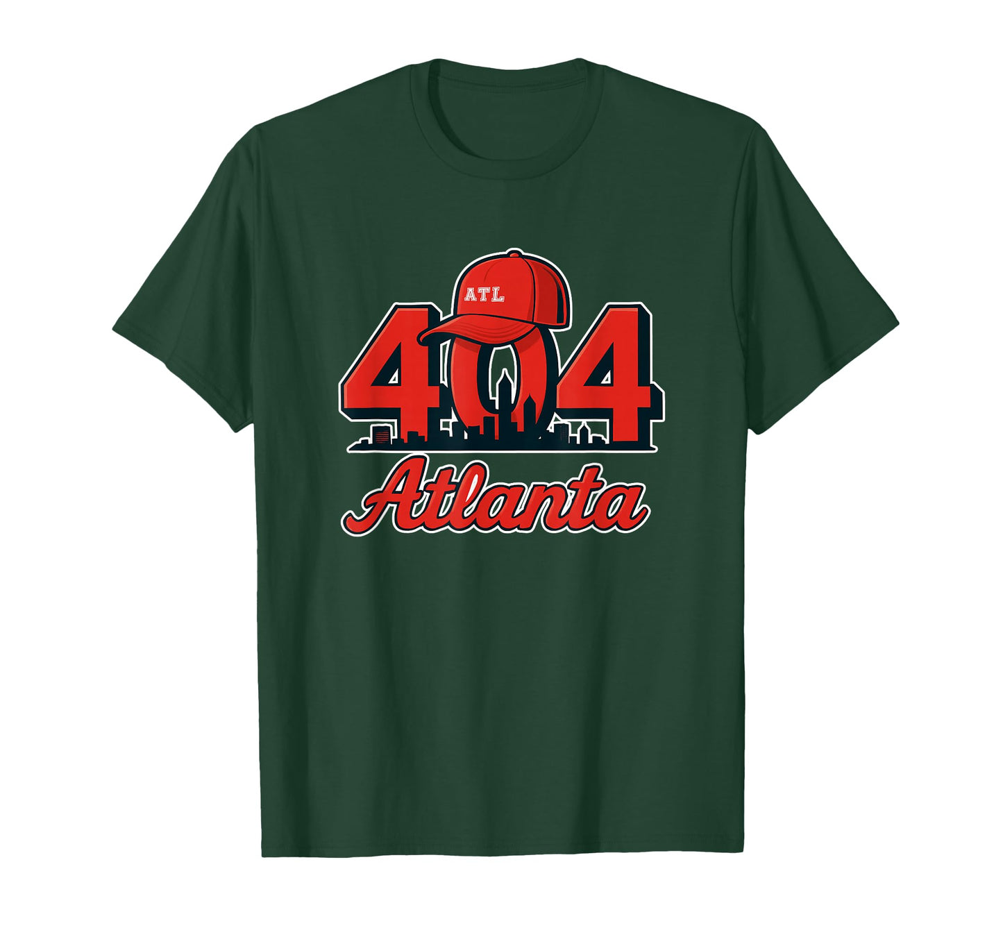 Atlanta 404 Red ATL Hat Skyline Hometown T-Shirt