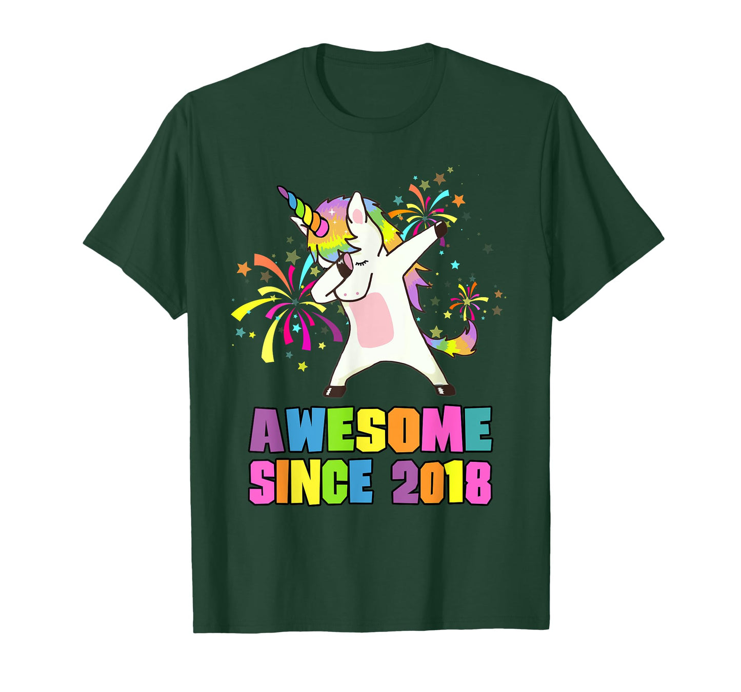 7 Years Old 7th Birthday Awesome Since 2018 Unicorn T-Shirt