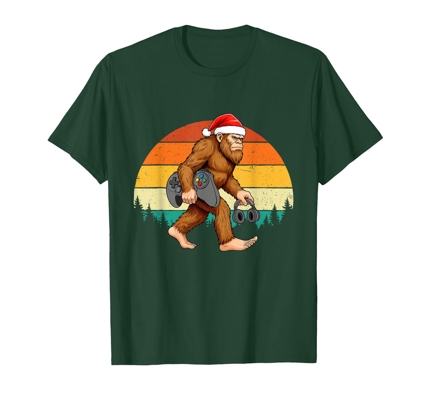 Gamer Bigfoot Christmas - Gaming Lover Video Games Xmas T-Shirt
