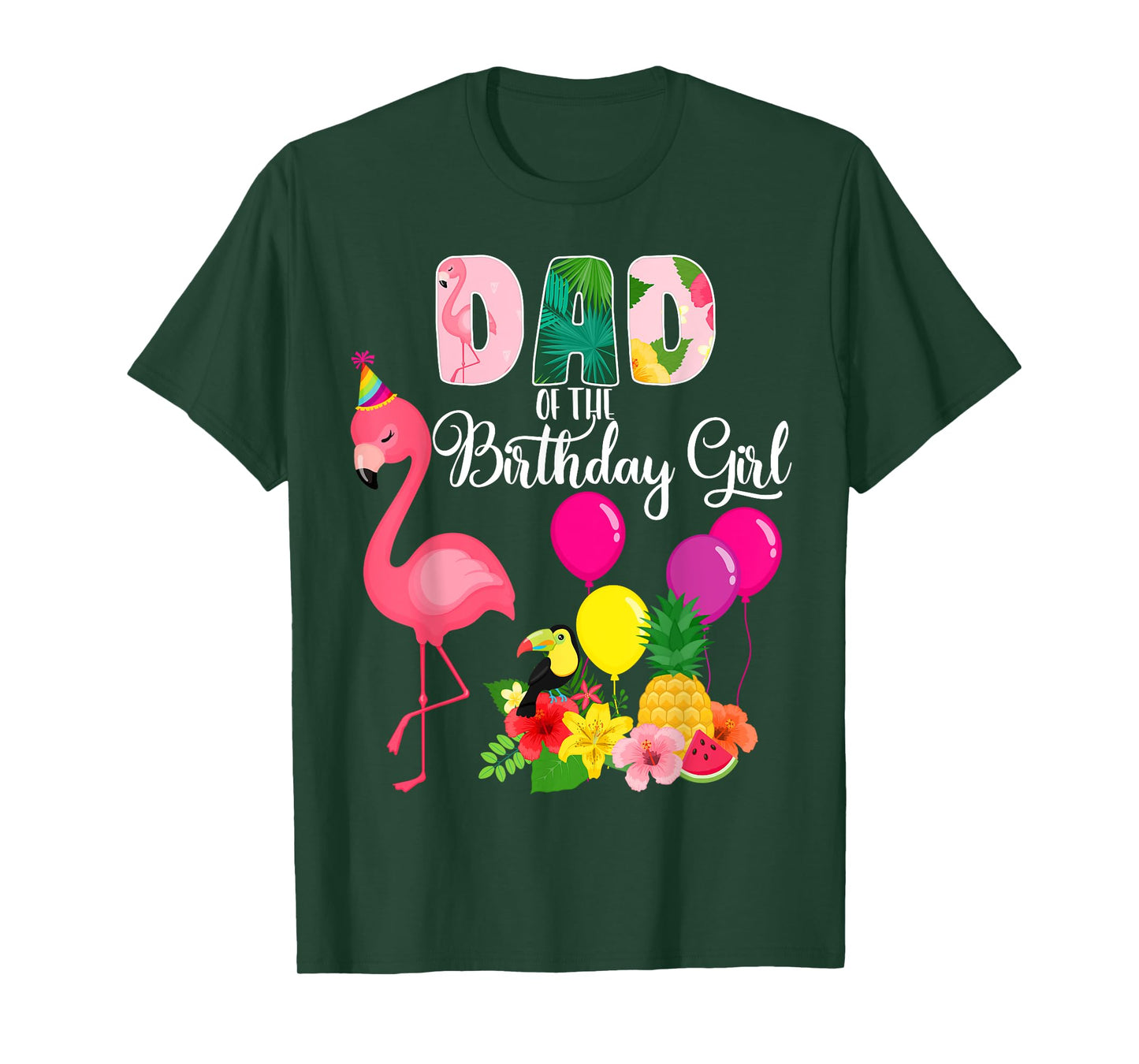 Flamingo Birthday Dad Of The Birthday Girl Flamingo Birthday T-Shirt