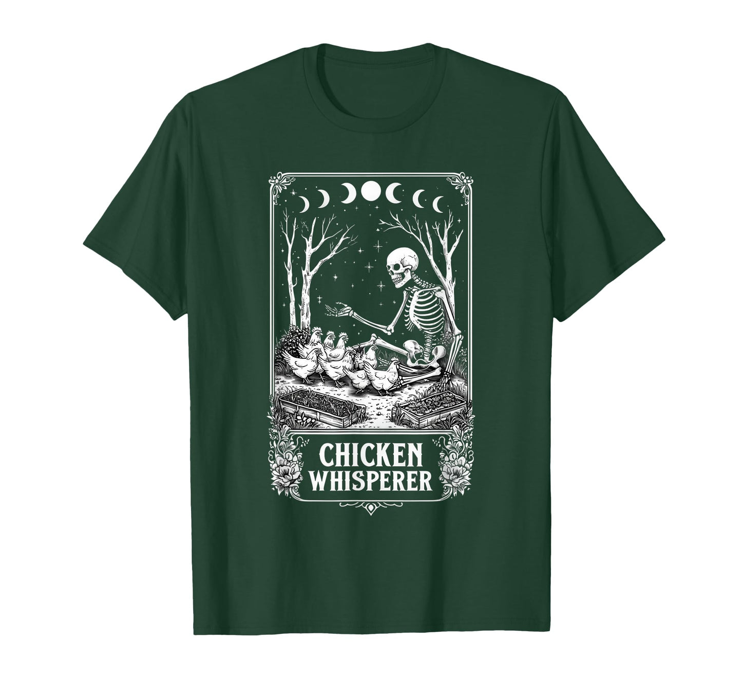 Skeleton Tarot Card design – Witchy Chicken Garden design T-Shirt