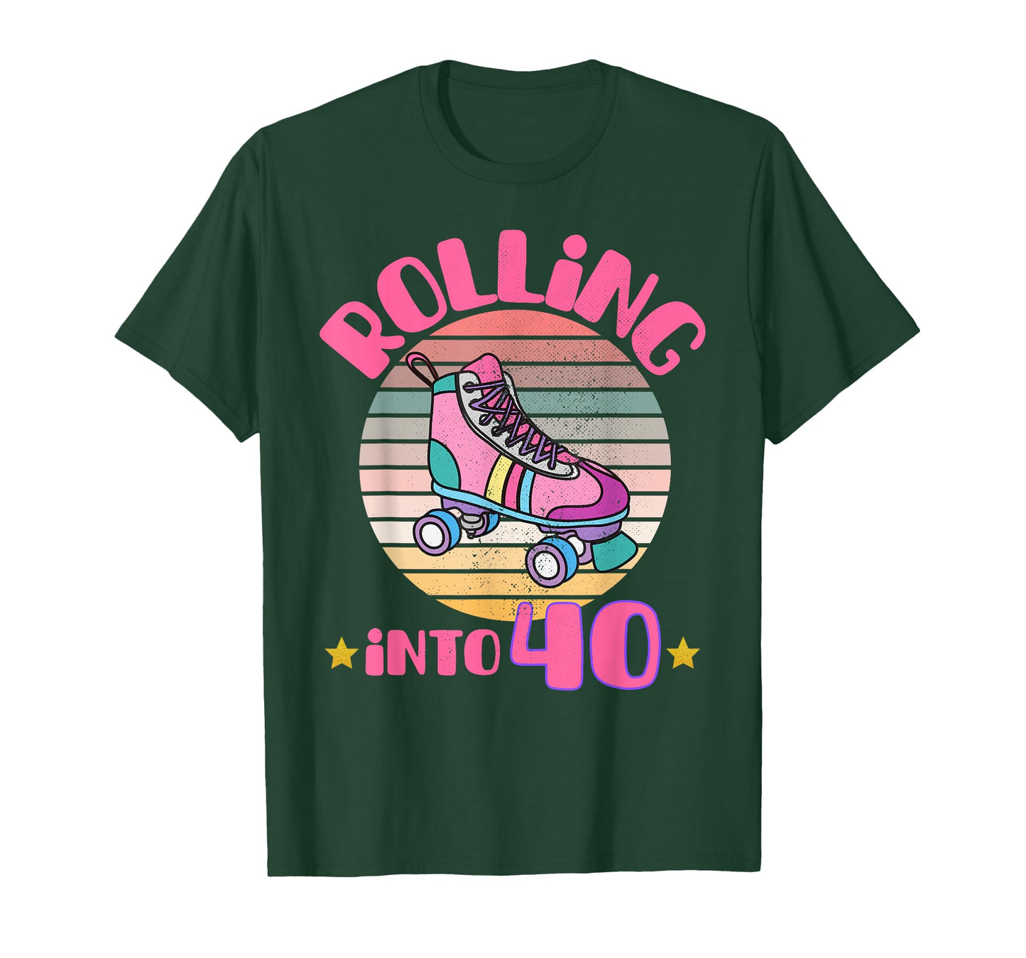Roller Skating 40 Year Old Birthday Girl Rolling Into 40 T-Shirt