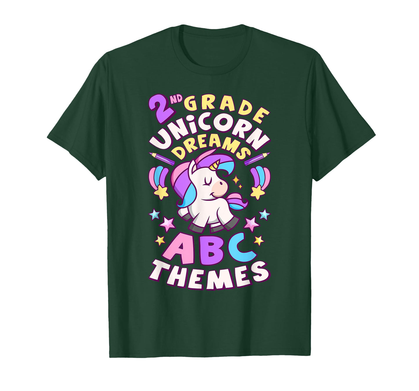 First Day of 2nd Grade, Back To School, Girl, Unicorn, ABC T-Shirt