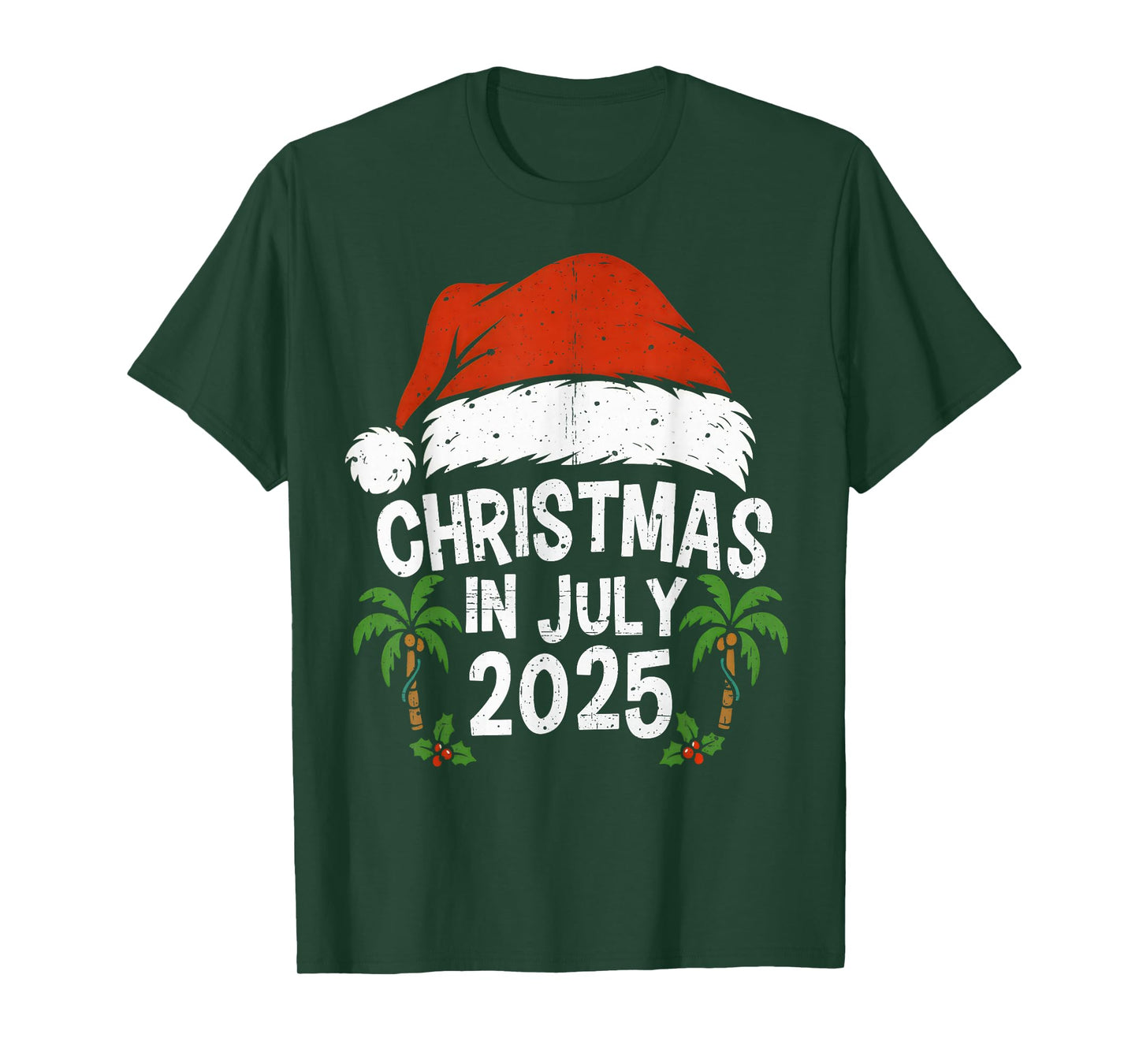 Santa Hat Christmas In July 2025 Family Vacation Summer 2025 T-Shirt