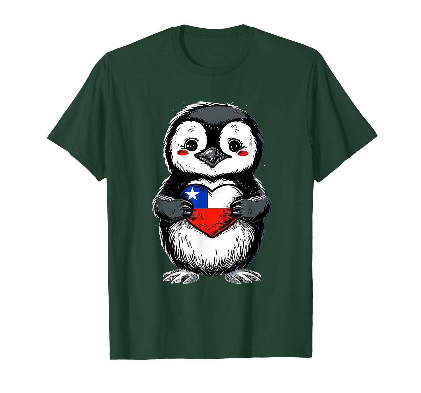 Chile Chilean Flag Heart Penguin Chilean Pride Chilean Roots T-Shirt