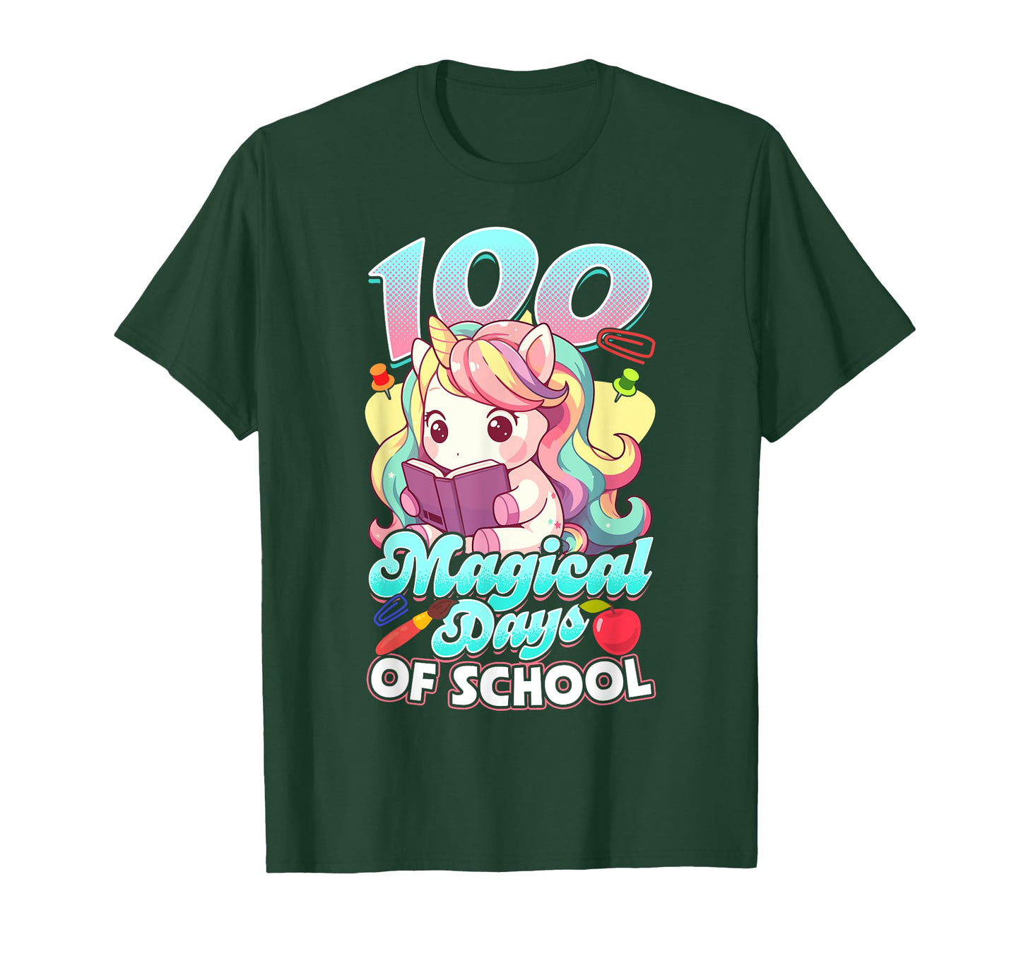100 Days of School Unicorn 100 Magical Days Teacher Girls T-Shirt