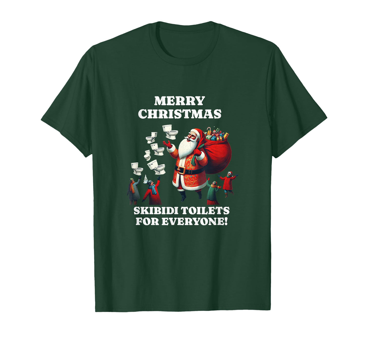 Primotees Merry Christmas Skibidi Toilets Unisex-Kids T-Shirt Black Small
