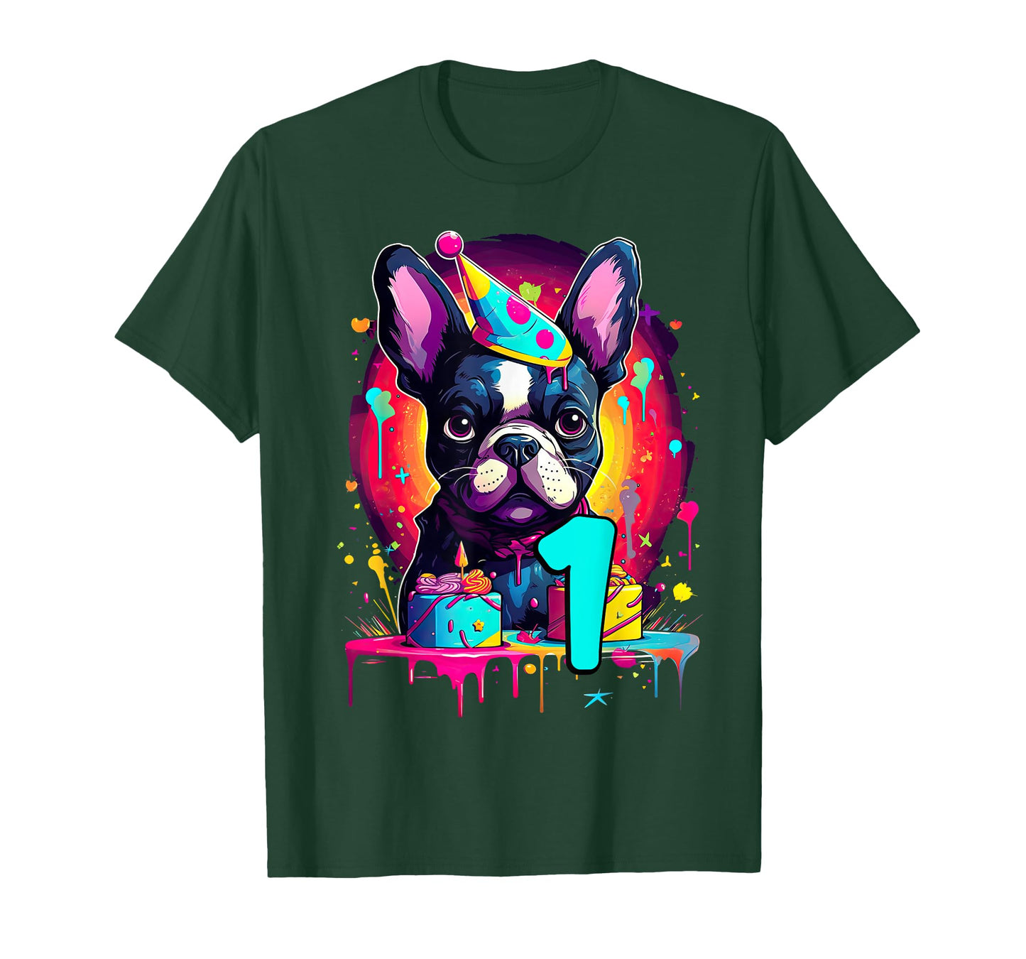 French Bulldog Dog 1st Birthday Themed Party 1 Years Old Men Women Girls Kids T-Shirt