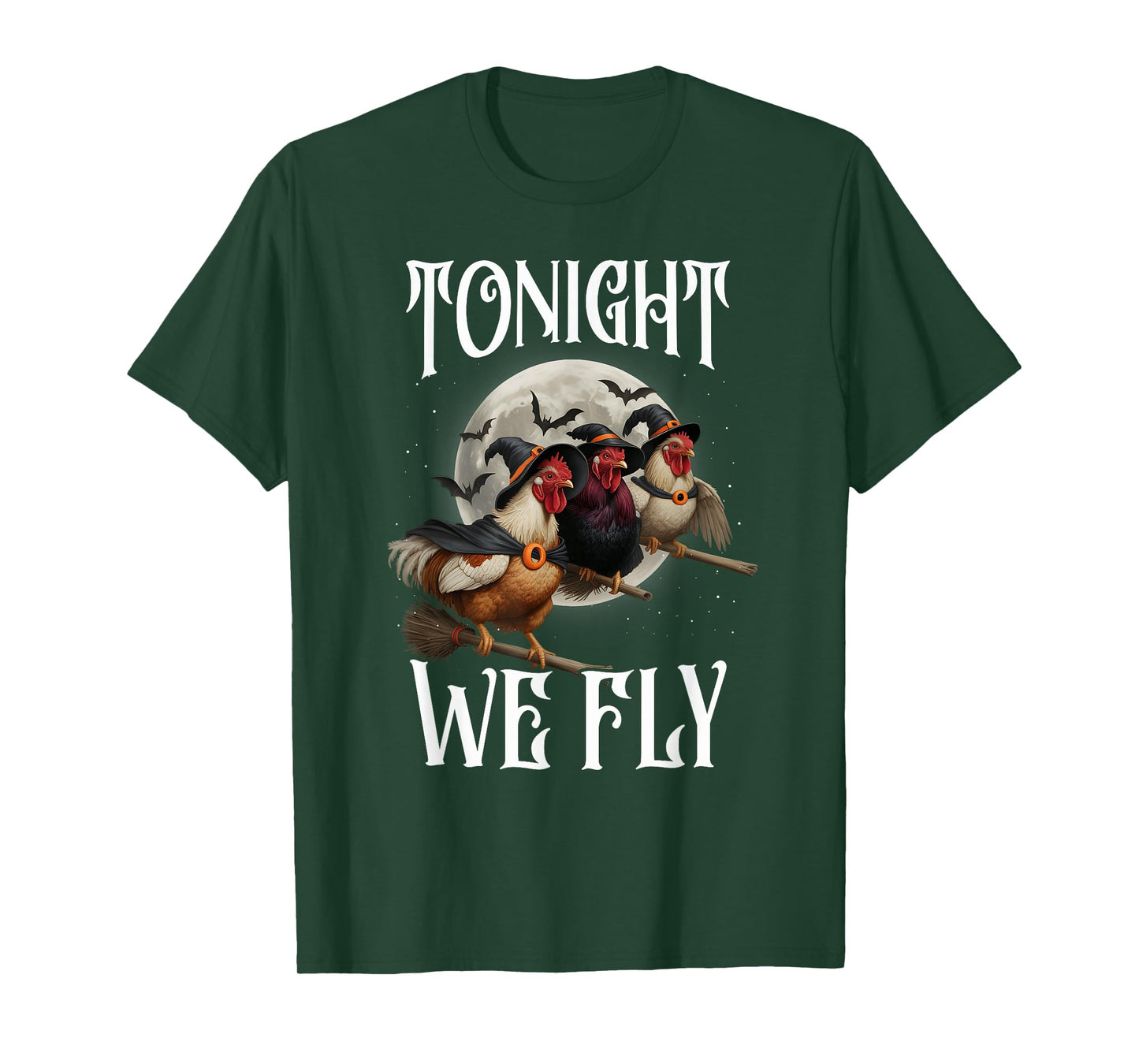 Tonight We Fly Chicken Witches Funny Halloween Farmer T-Shirt