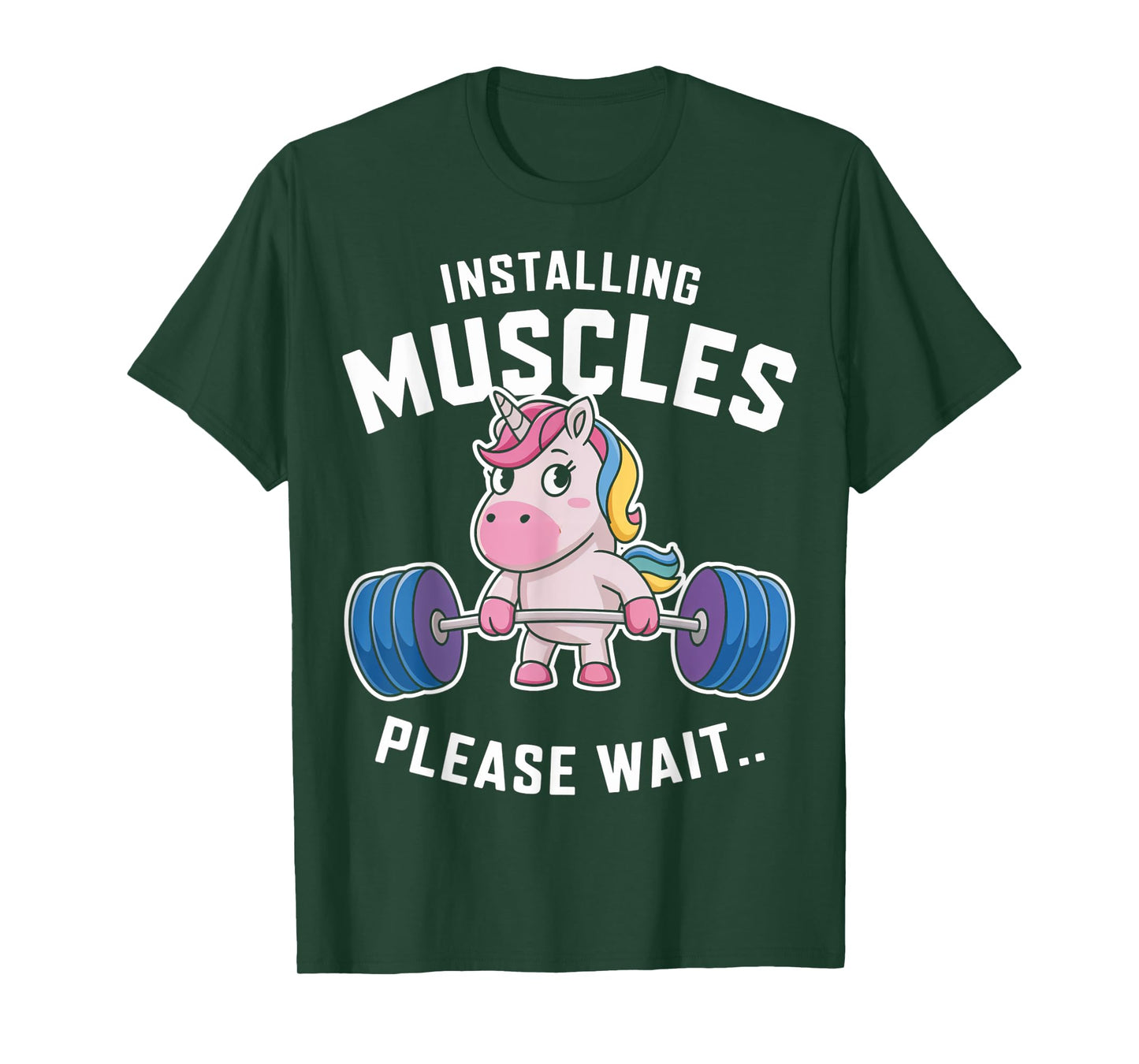 Unicorn Lifting Barbell Loading Muscles Funny Gym Design T-Shirt