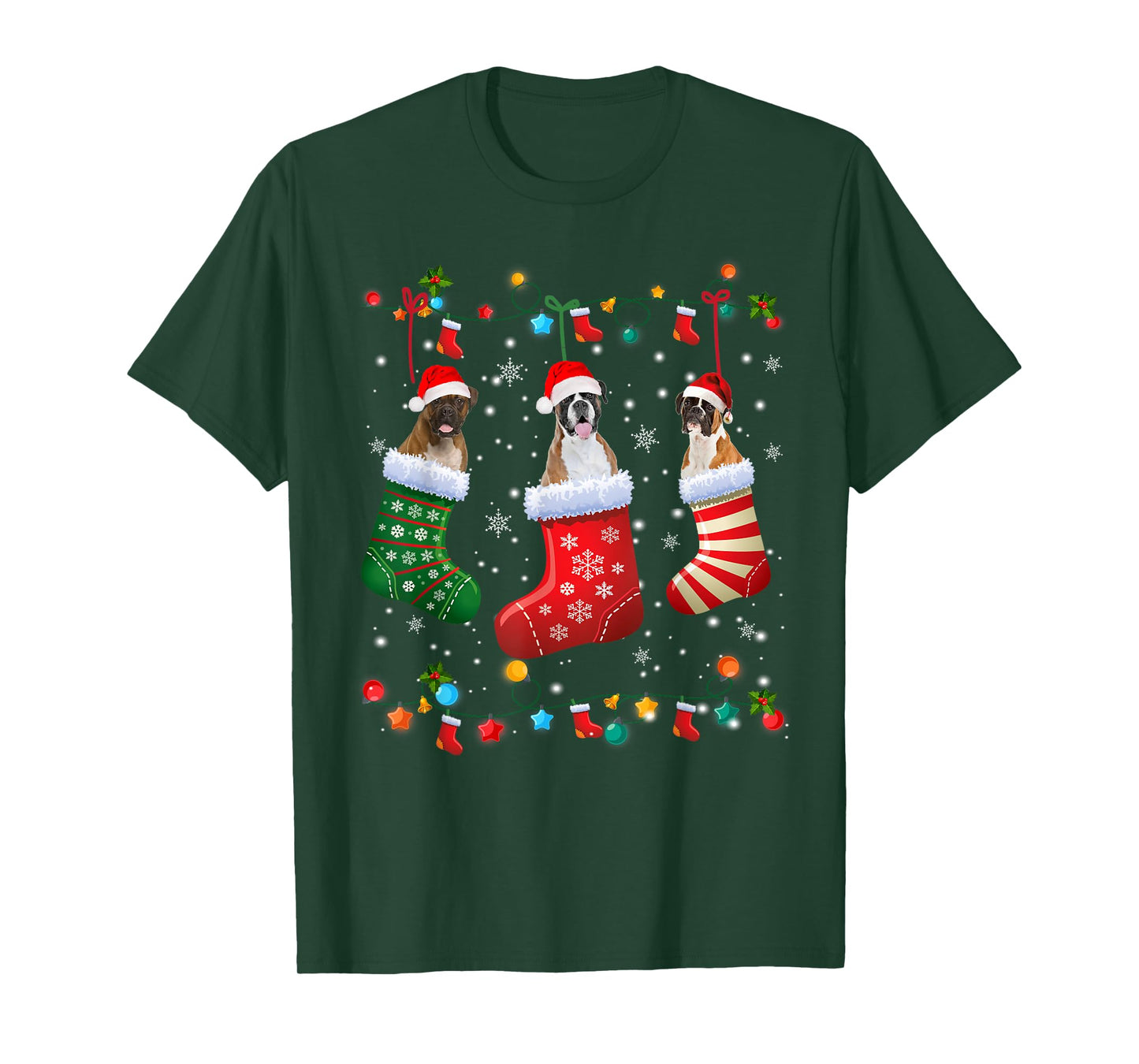 Christmas Socks Pajama Boxer Dog Puppy Lover T-Shirt for Men Women Kids