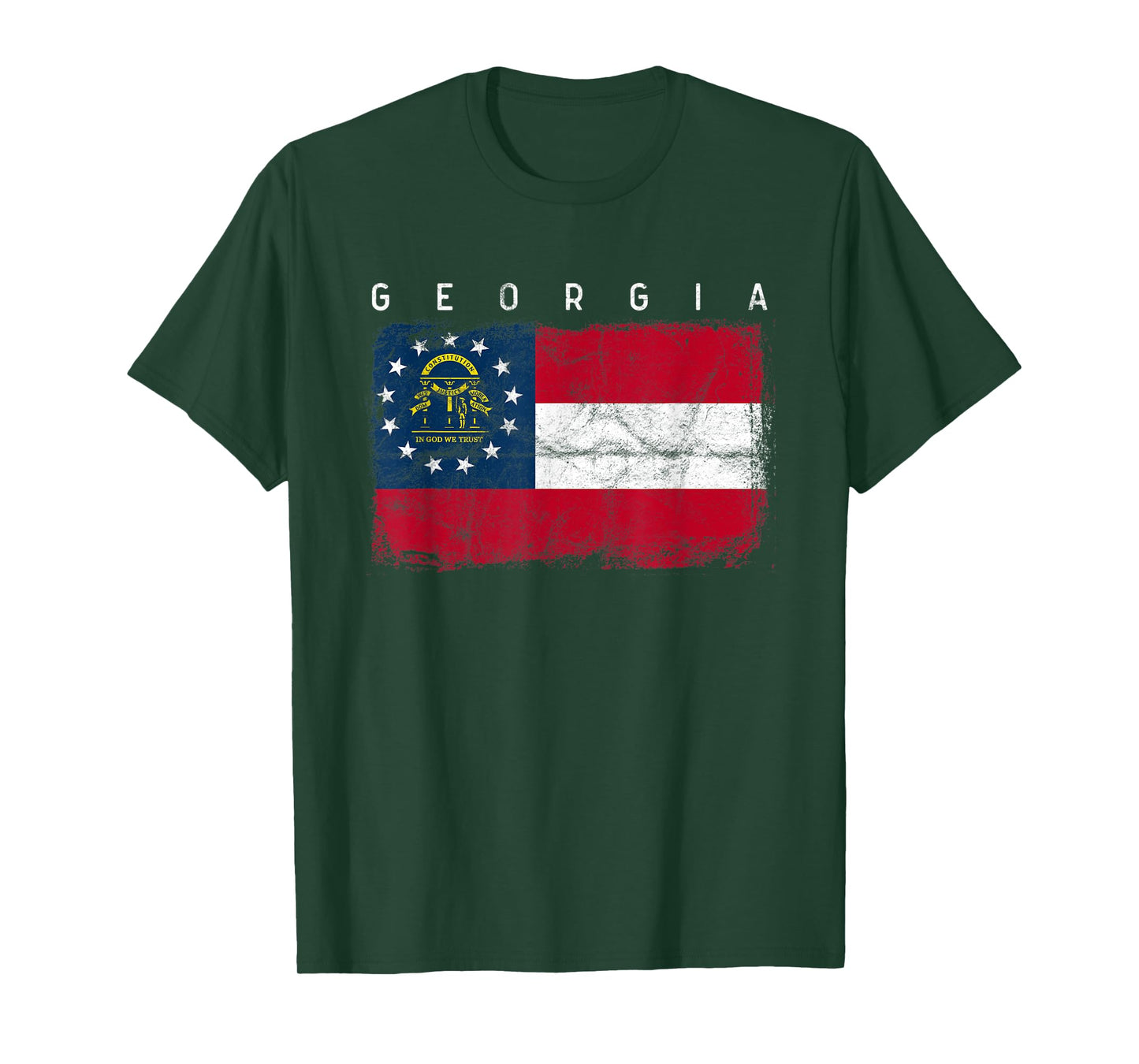 Georgia Vintage Distressed Home State Flag Design T-Shirt