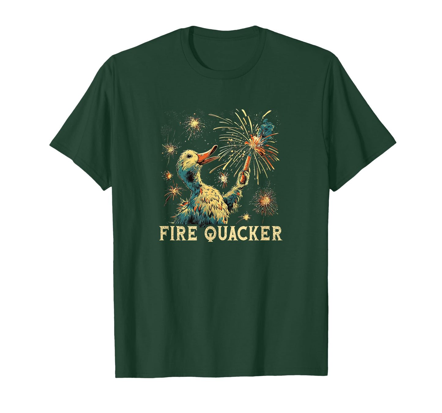 Funny Fireworks with Goose Duck - Fire Quacker T-Shirt