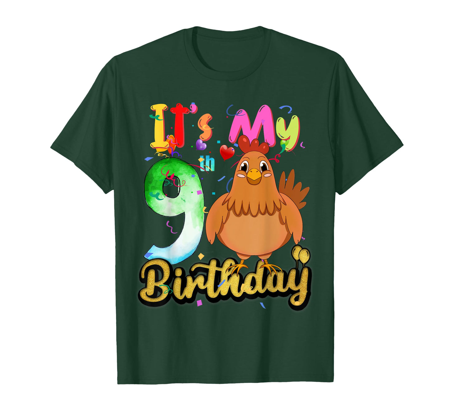 Kids Chicken 9th Birthday 9 Years Old Girls Chicken Birthday T-Shirt