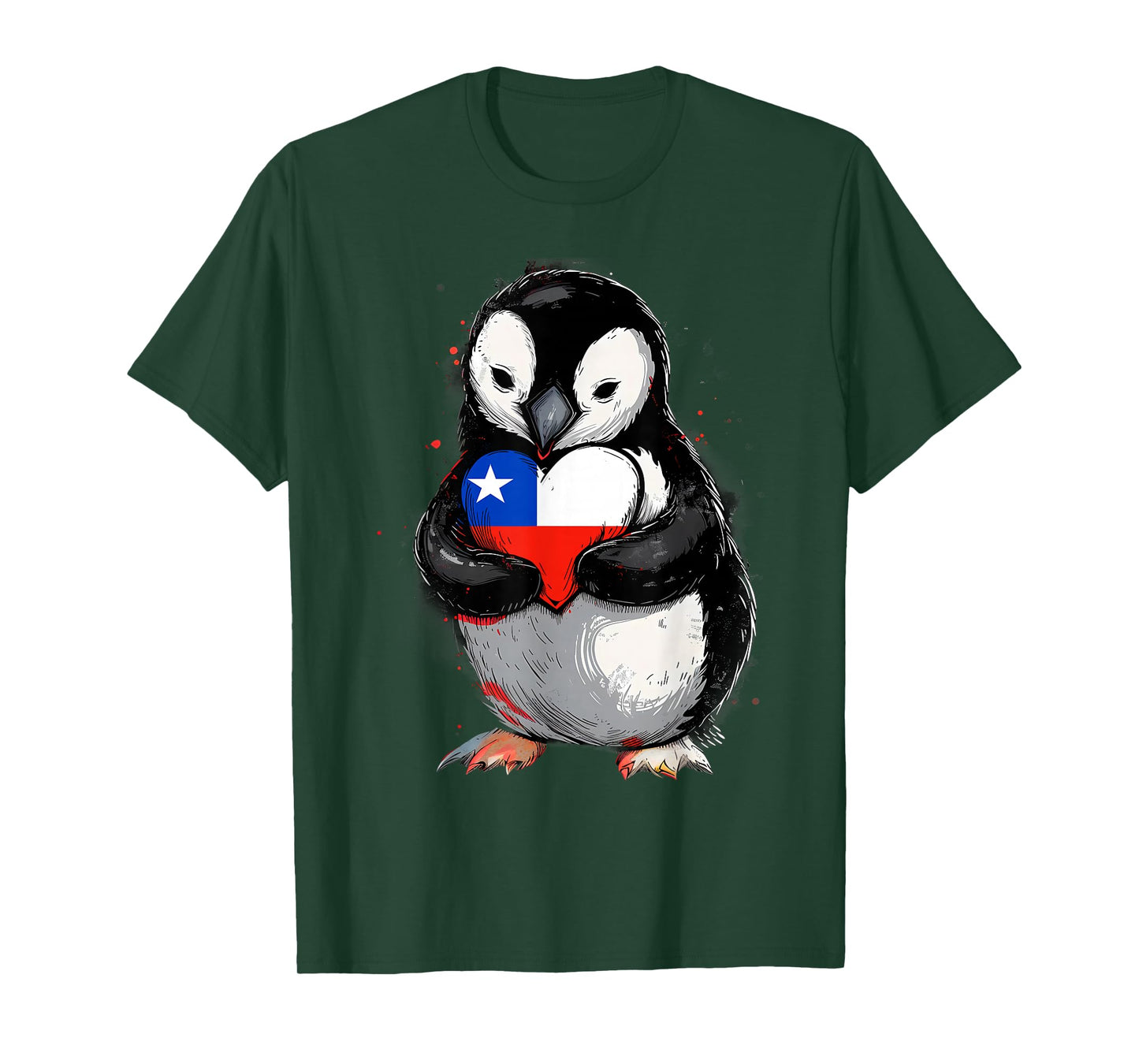 Chile Heart Penguin Chilean Pride Chilean Roots Chilean Flag T-Shirt