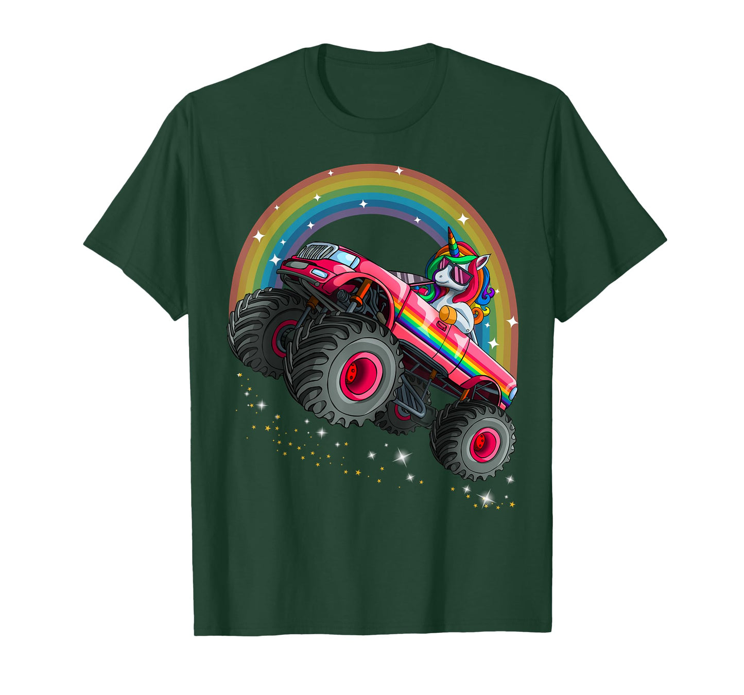 Monster Truck Unicorn Birthday Shirt Magical Party Girl Gift T-Shirt