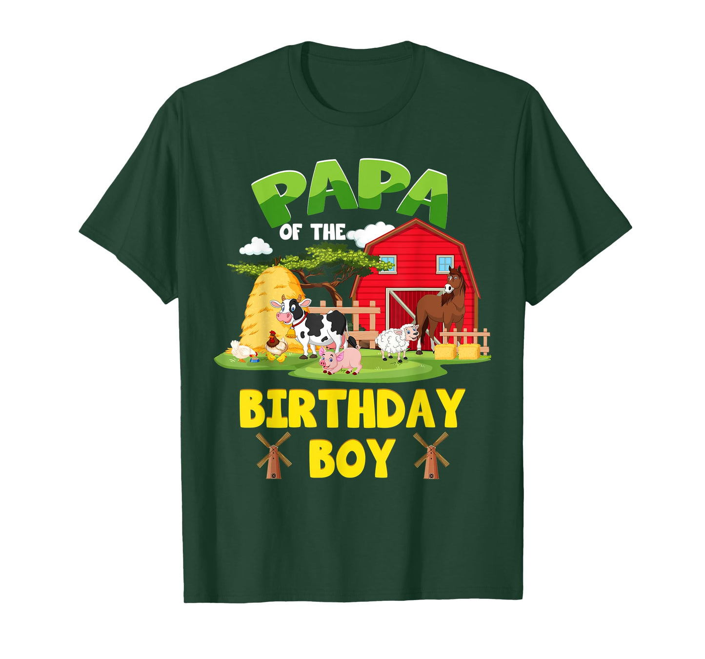 Papa Of The Birthday Boy Farm Animals Barnyard Party T-Shirt