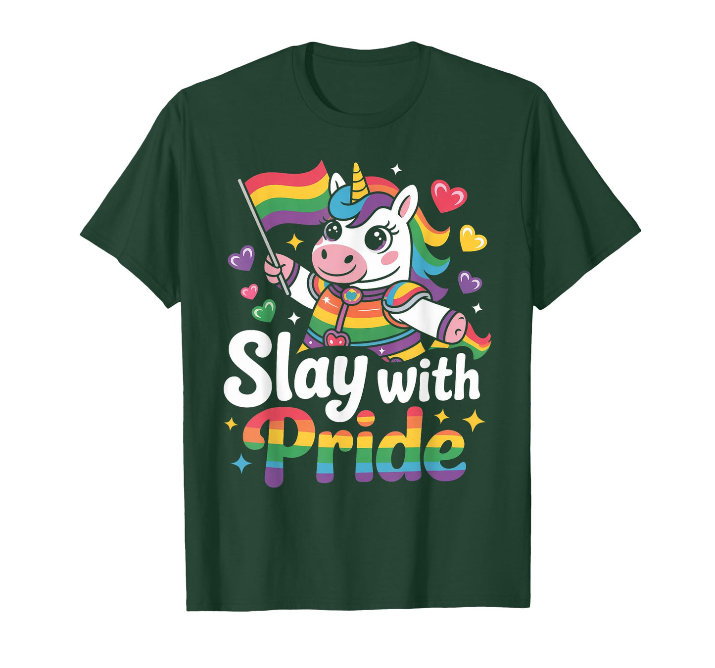 Slay With Pride Rainbow Unicorn Armor T-Shirt