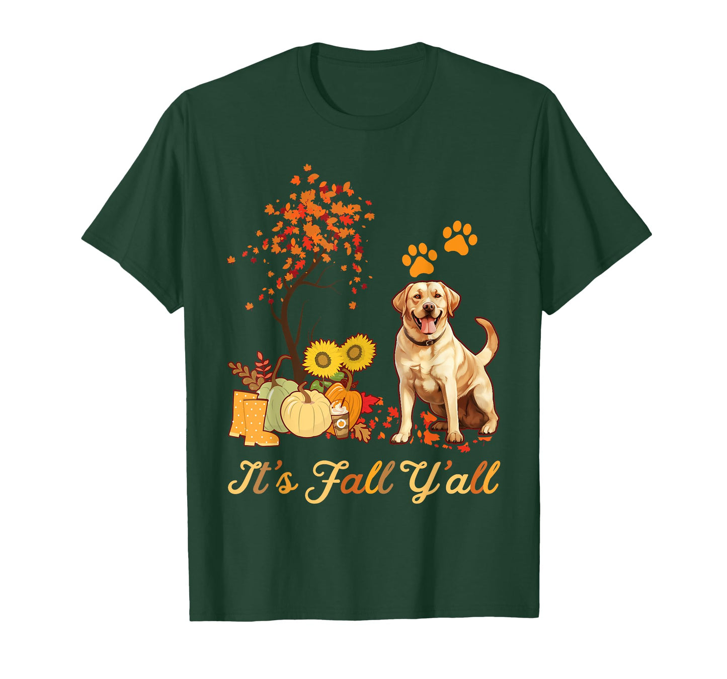 Labrador Retriever Fall Autumn Leaf Maple Tree Thanksgiving T-Shirt