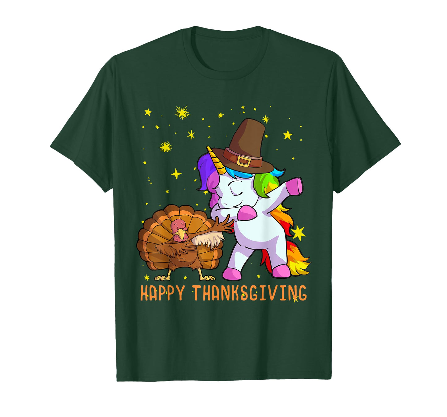 Cute Unicorn Thanksgiving Shirt For Girls Pilgrim Hat Turkey T-Shirt